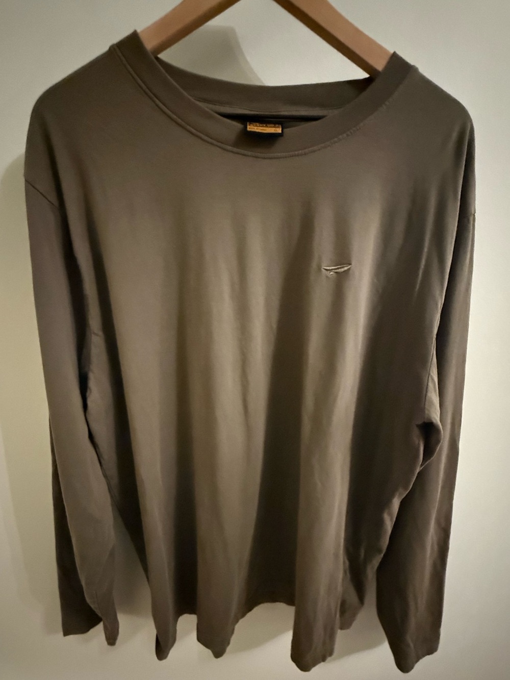 Benny Gold San Francisco Embroidered Paper Plane Long Sleeve T-Shirt XL Olive Gr